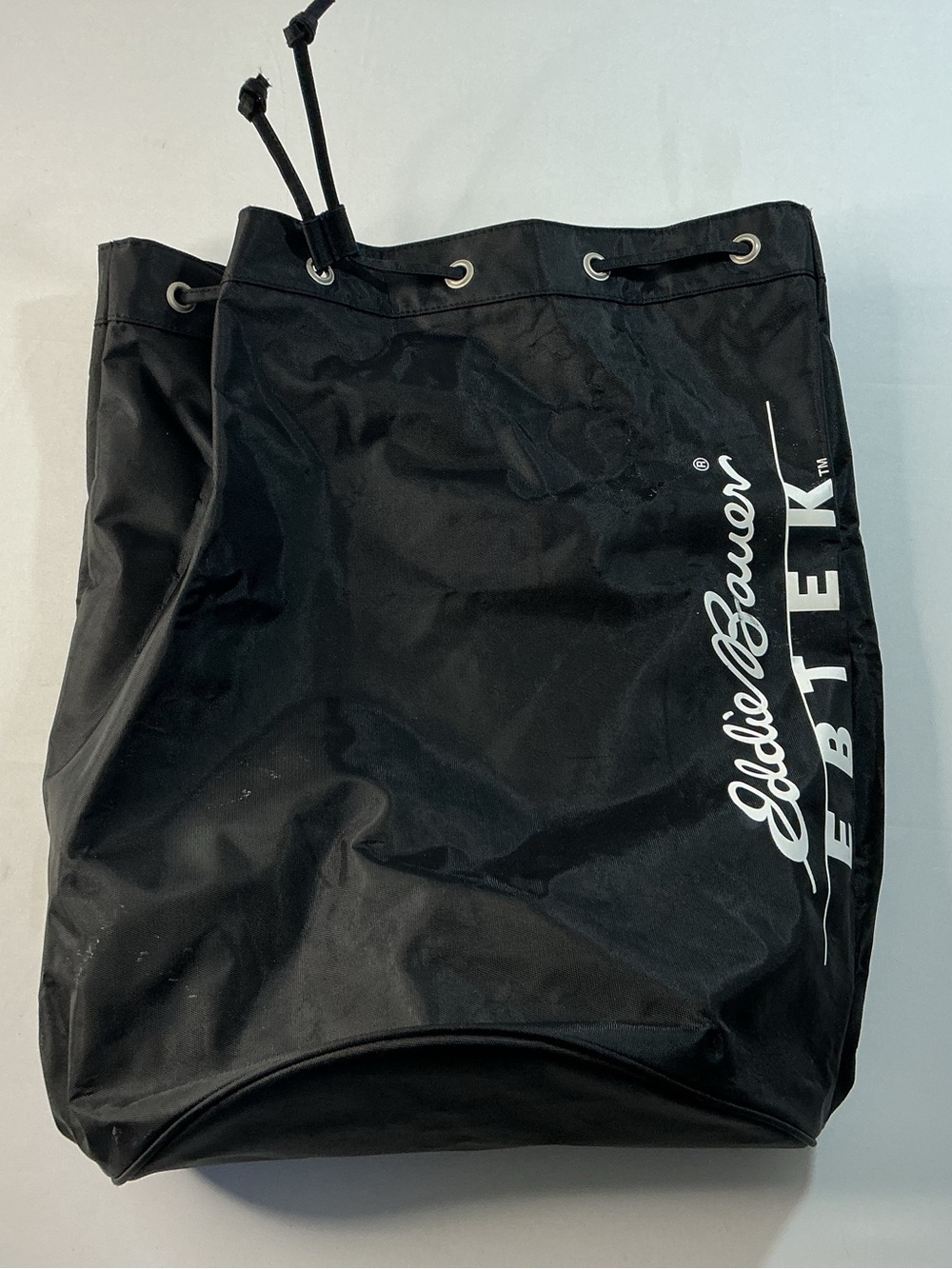 Eddie Bauer Black Drawstring Gear Sack with White Logo